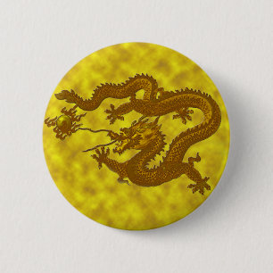 Gold Coin Dragon 2 Inch Round Button