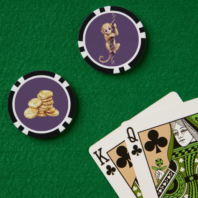 Gold Coin Monkey Purple Rope Poker Chips (Poker Table (Double))