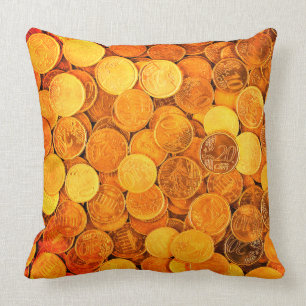 Gold Coin Throw Pillow