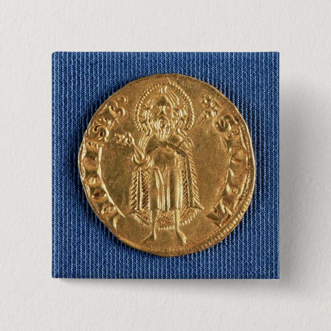 Gold coin, with St. John the Baptist, 16th century 2 Inch Square Button (Front)