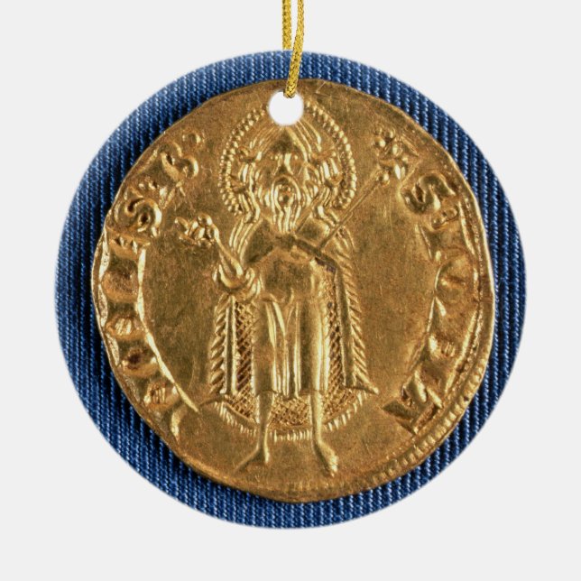Gold coin, with St. John the Baptist, 16th century Ceramic Ornament (Front)