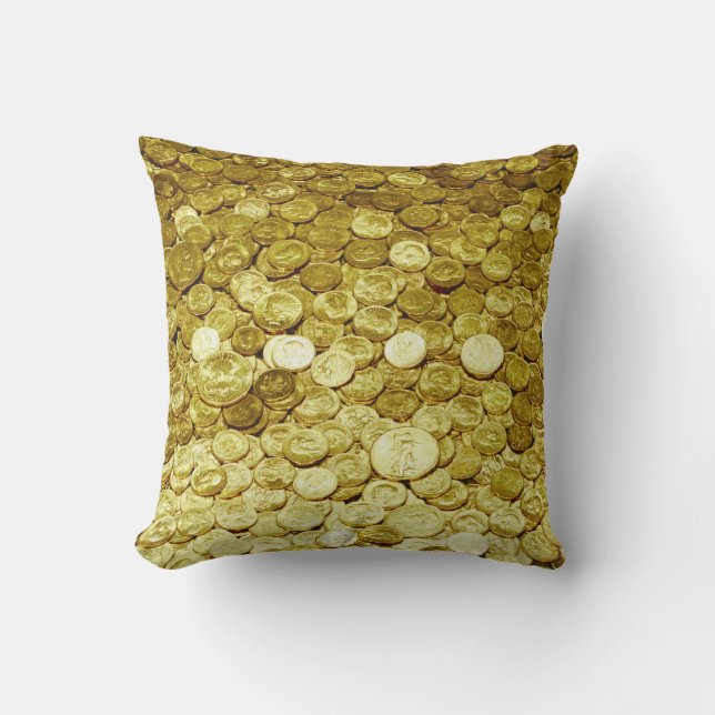 gold coins throw pillow (Front)