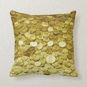 gold coins throw pillow