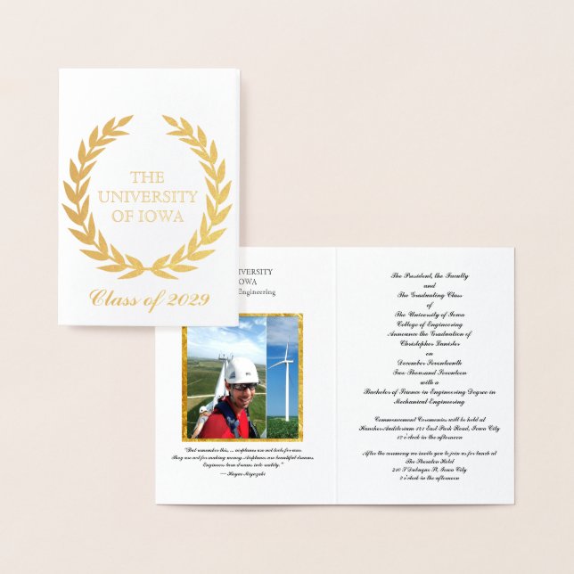Gold College Graduation Announcement Invitation (Display)