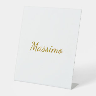 Gold Color Calligraphy Elegant Plain Simple Name Pedestal Sign