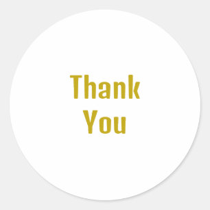 Gold Color Calligraphy Professional Thank You Classic Round Sticker