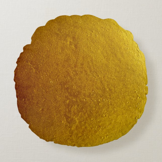 Gold color cement wall texture background abstract round pillow (Front)