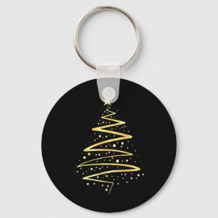 Gold Color Christmas Tree Design  Keychain