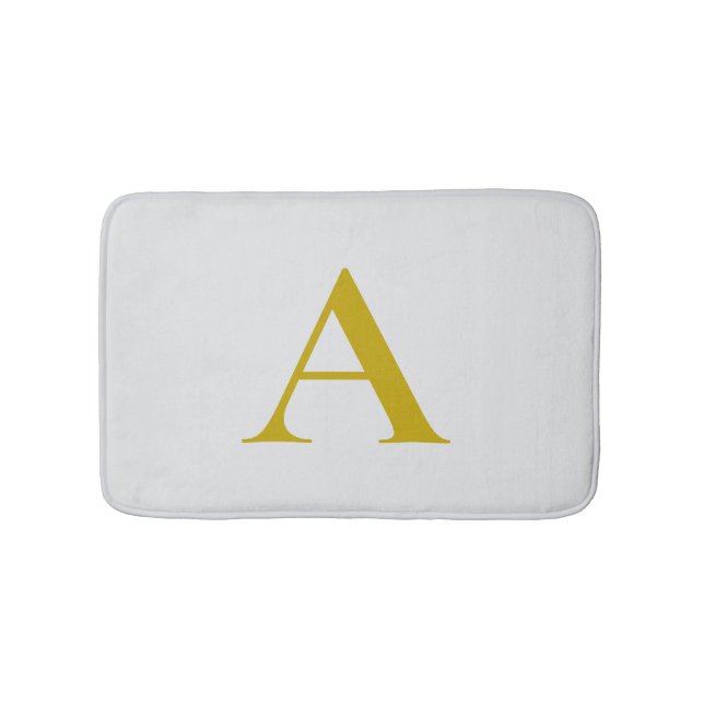 Gold Color Custom Monogram Initial Letter Bath Mat (Front)