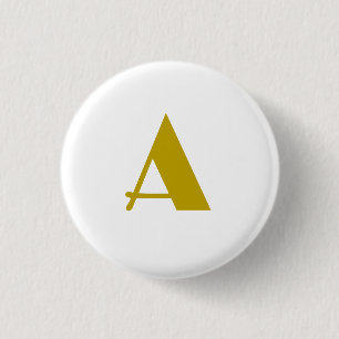 Gold Color Custom Monogram Initial Letter Plain 1 Inch Round Button