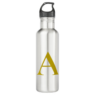 Gold Color Custom Monogram Initial Letter Plain 710 Ml Water Bottle