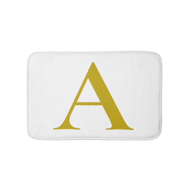 Gold Color Custom Monogram Initial Letter Plain Bath Mat (Front)
