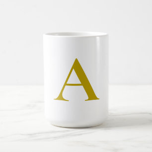 Gold Color Custom Monogram Initial Letter Plain Coffee Mug