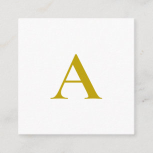 Gold Color Custom Monogram Initial Letter Plain Enclosure Card