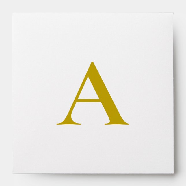 Gold Color Custom Monogram Initial Letter Plain Envelope (Front)