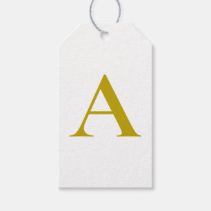 Gold Color Custom Monogram Initial Letter Plain Gift Tags