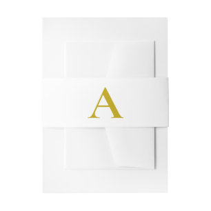 Gold Color Custom Monogram Initial Letter Plain Invitation Belly Band