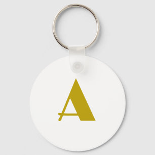 Gold Color Custom Monogram Initial Letter Plain Keychain