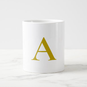 Gold Color Custom Monogram Initial Letter Plain Large Coffee Mug