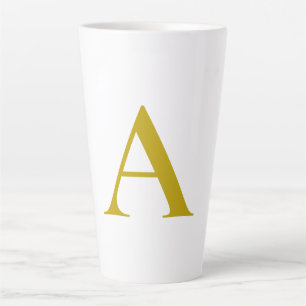 Gold Color Custom Monogram Initial Letter Plain Latte Mug