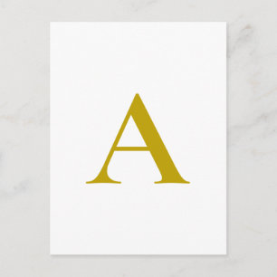 Gold Color Custom Monogram Initial Letter Plain Postcard