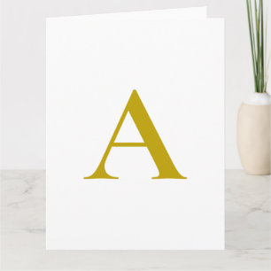 Gold Color Custom Monogram Initial Letter Plain Thank You Card