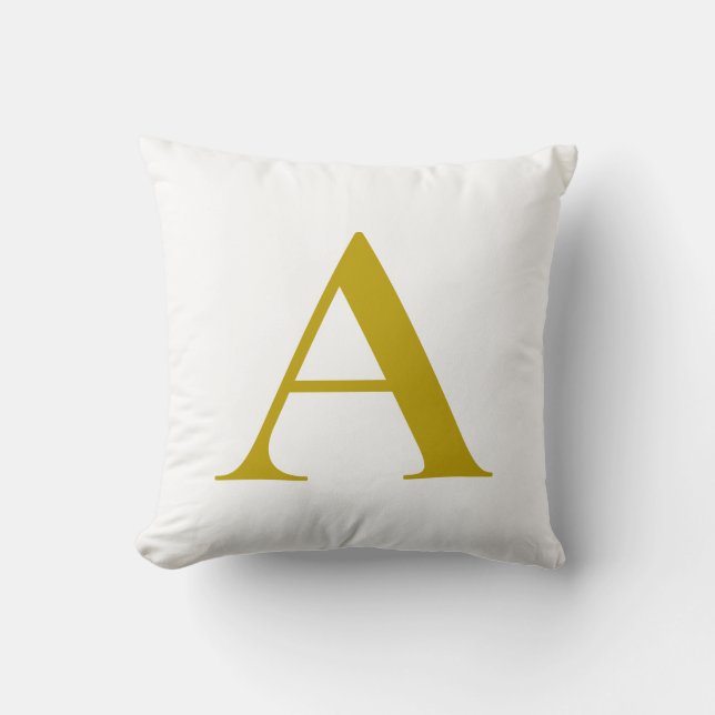Gold Color Custom Monogram Initial Letter Plain Throw Pillow (Front)