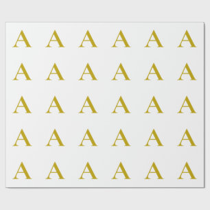 Gold Color Custom Monogram Initial Letter Plain Wrapping Paper