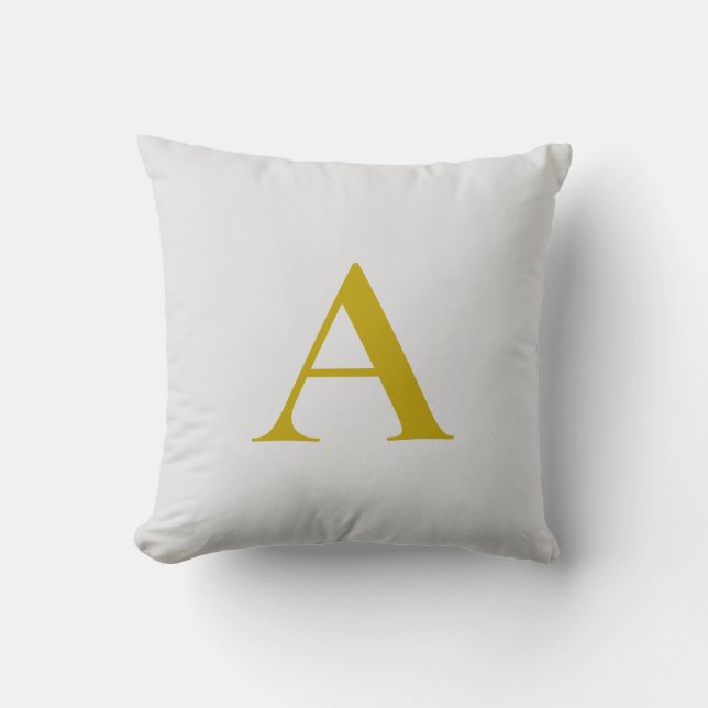 Gold Color Custom Monogram Initial Letter Throw Pillow (Front)
