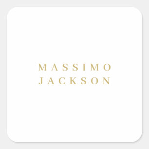 Gold Color Minimalist Professional Serif Font Square Sticker