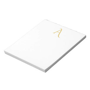 Gold Color Monogram Initial Professional White Notepad