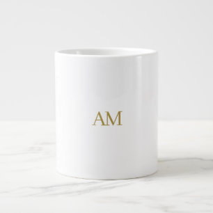 Gold Color Monogram Initials Calligraphy Pro Large Coffee Mug