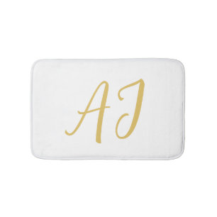 Gold Color Monogram Professional Classical Initial Bath Mat