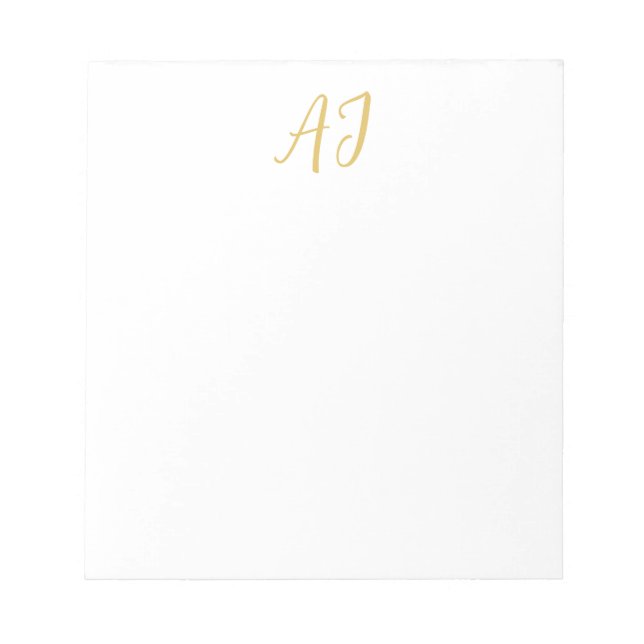 Gold Color Monogram Professional Classical Initial Notepad (Front)