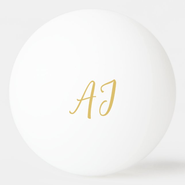 Gold Color Monogram Professional Classical Initial Ping Pong Ball (Front)