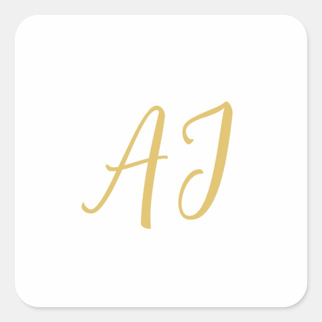 Gold Color Monogram Professional Classical Initial Square Sticker (Front)