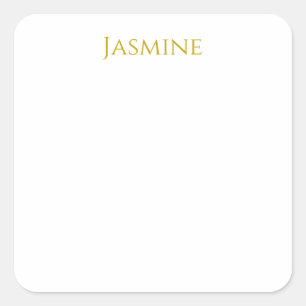 Gold Color Plain Minimalist Professional Name  Square Sticker