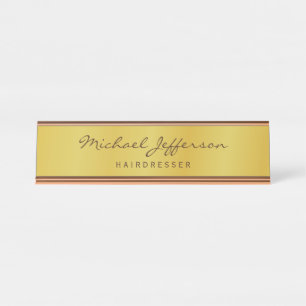 Gold Color Professional Handwriting Script Desk Name Plate