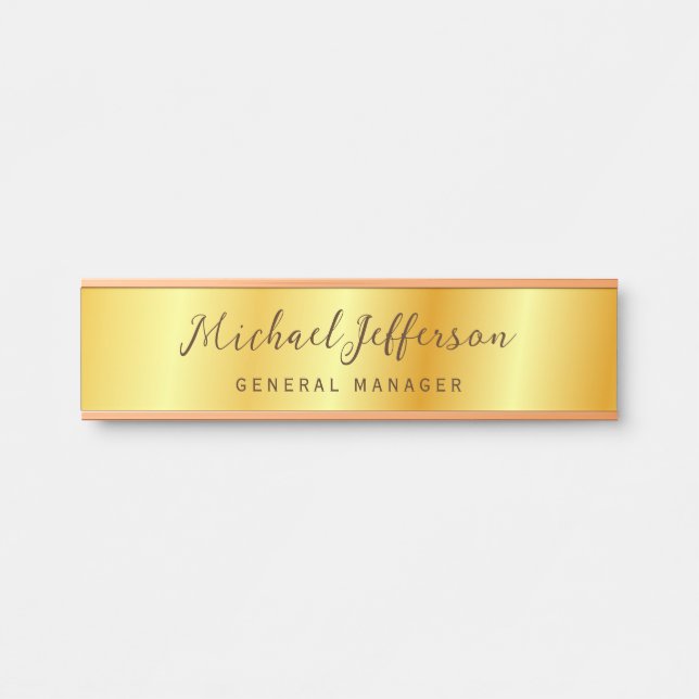 Gold Color Professional Handwriting Script Door Sign (Front)