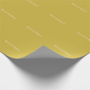Gold Color Trendy Modern Minimalist Your Name Wrapping Paper