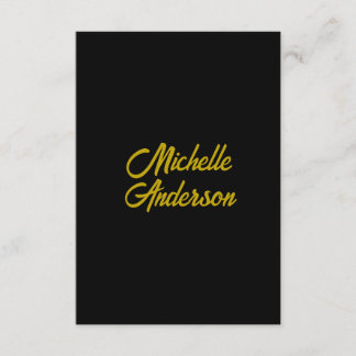 Gold Colour Black Modern Minimalist Handwrite Name Enclosure Card