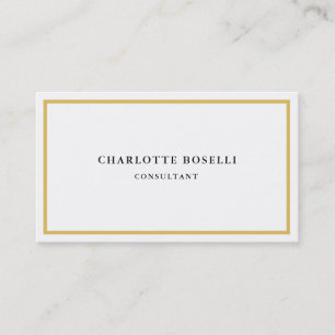 Gold Colour Borders White Minimalist Professional  Business Card
