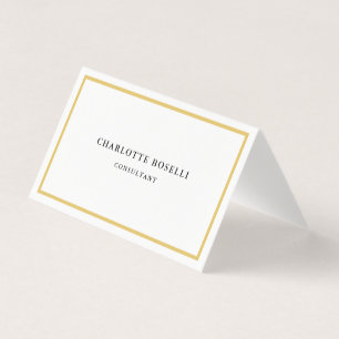 Gold Colour Borders White Minimalist Professional Business Card