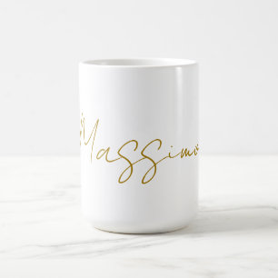Gold Colour Calligraphy Elegant Plain Name Coffee Mug
