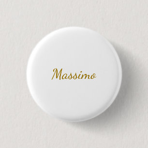 Gold Colour Calligraphy Elegant Plain Simple Name 1 Inch Round Button