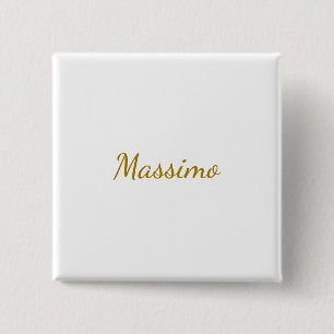 Gold Colour Calligraphy Elegant Plain Simple Name 2 Inch Square Button
