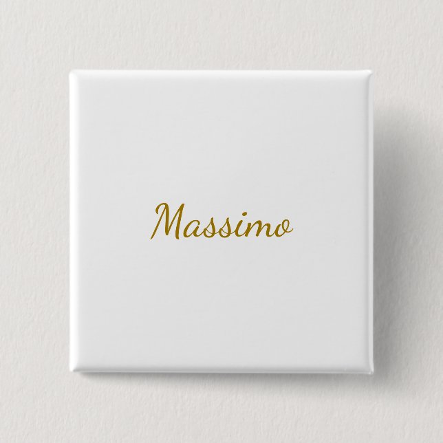Gold Colour Calligraphy Elegant Plain Simple Name 2 Inch Square Button (Front)