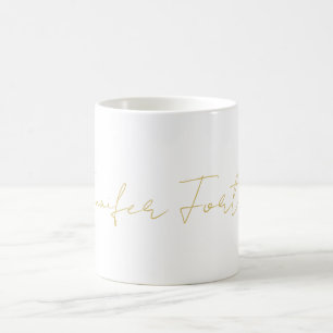 Gold Colour Calligraphy Elegant Plain Simple Name Coffee Mug