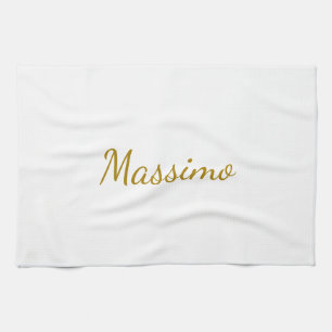 Gold Colour Calligraphy Elegant Plain Simple Name Kitchen Towel