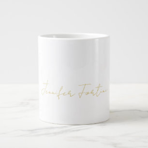Gold Colour Calligraphy Elegant Plain Simple Name Large Coffee Mug